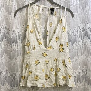 Floral White and Yellow Women's Top